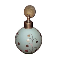 Art Deco Lichtgroene parfum verstuiver met puur bladgouden versieringen